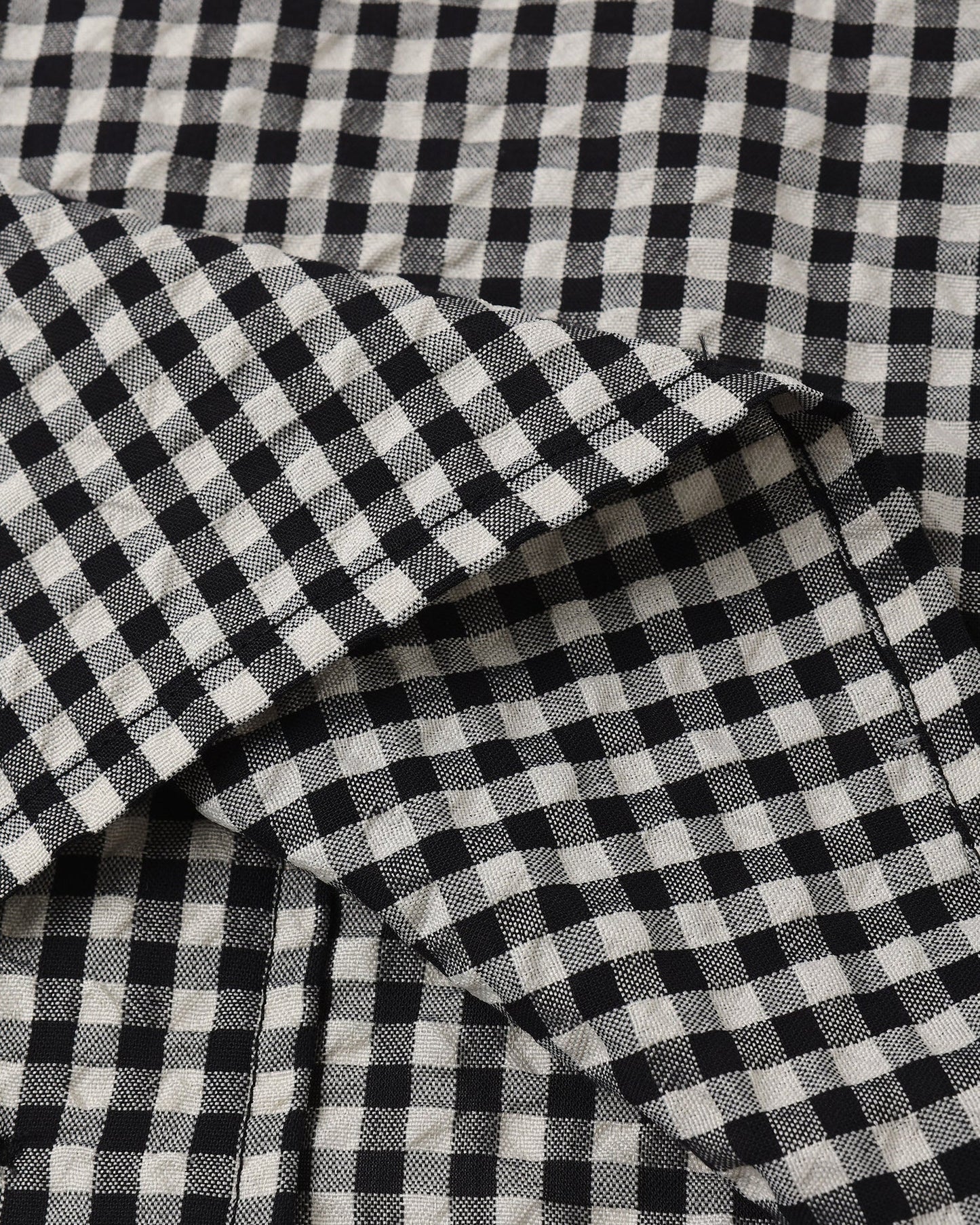 Lapel Collar Shirt Black Check
