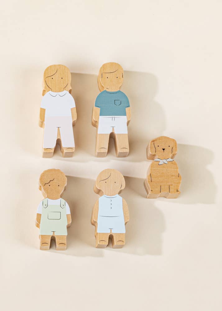 Set of 5 Family Wooden Dollhouse Characters