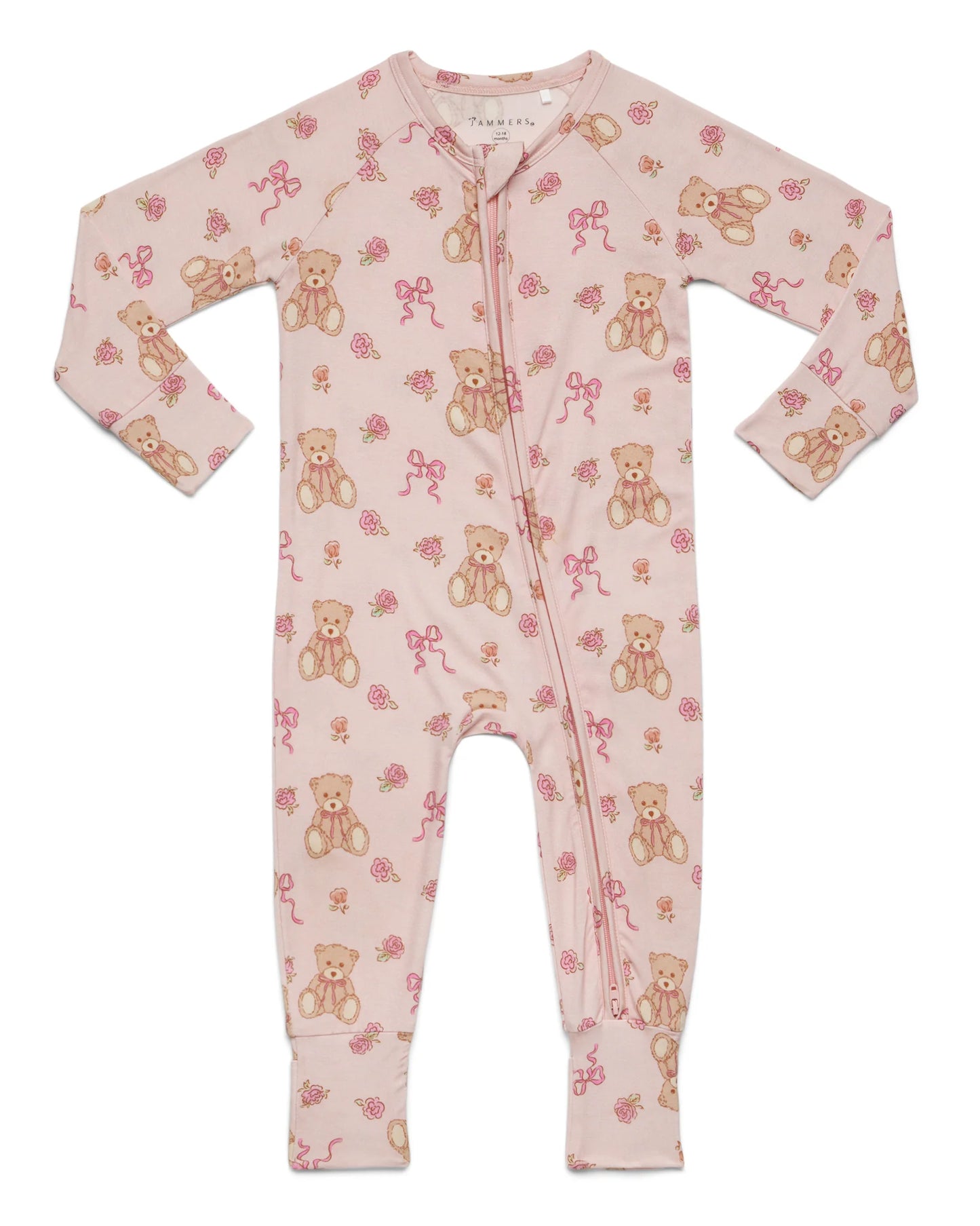 Teddy Bear and Bows Zipper Romper