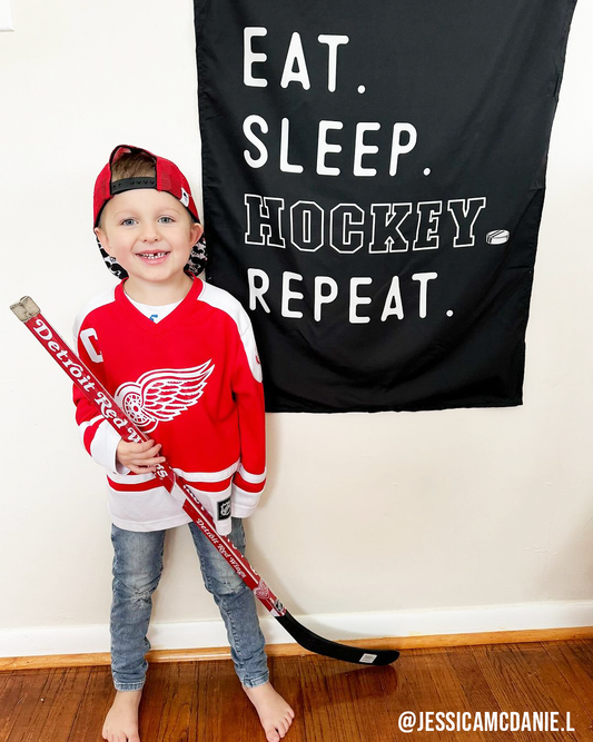 Eat Sleep Hockey Banner | Kids Sports Room Decor