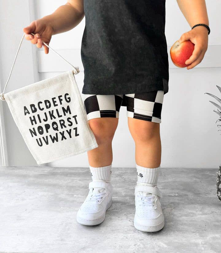 Alphabet (Black) Canvas Hang Sign - Kids Canvas Banner Decor