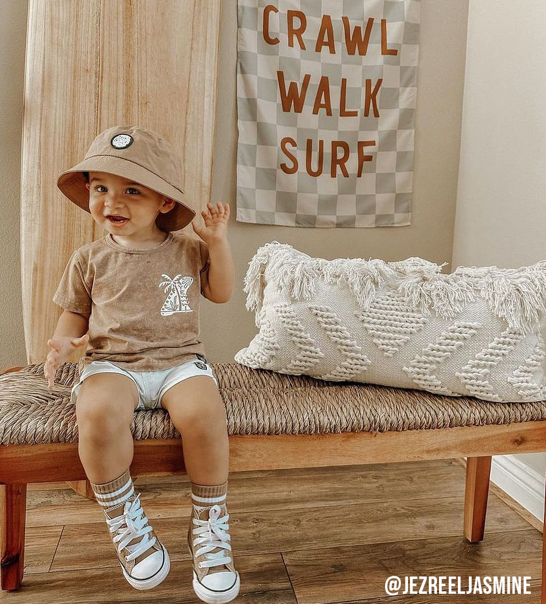 Crawl Walk Surf Banner | Kids Boho Beach Nursery Decor