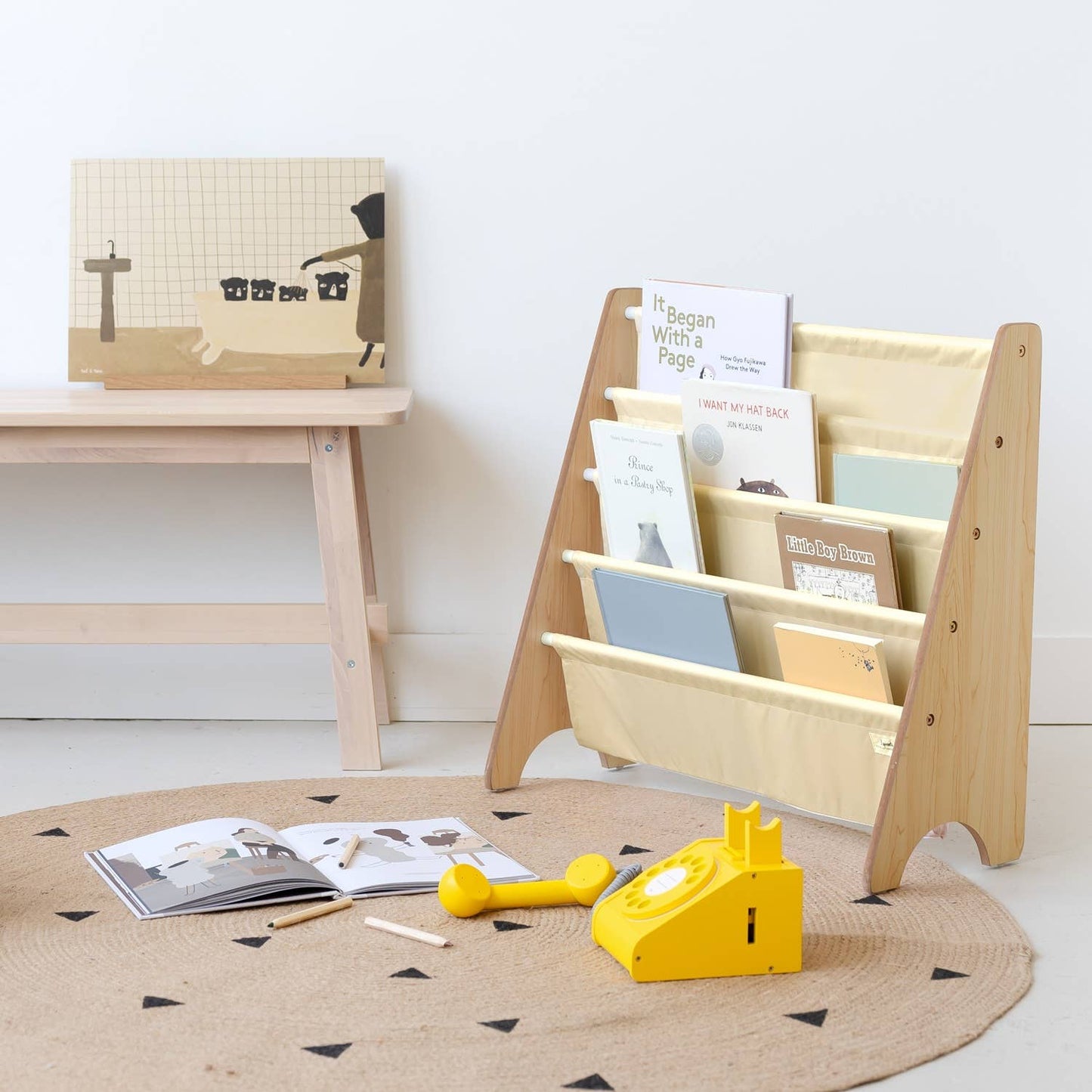 Recycled Fabric Kids Book Rack - Solid Colours
