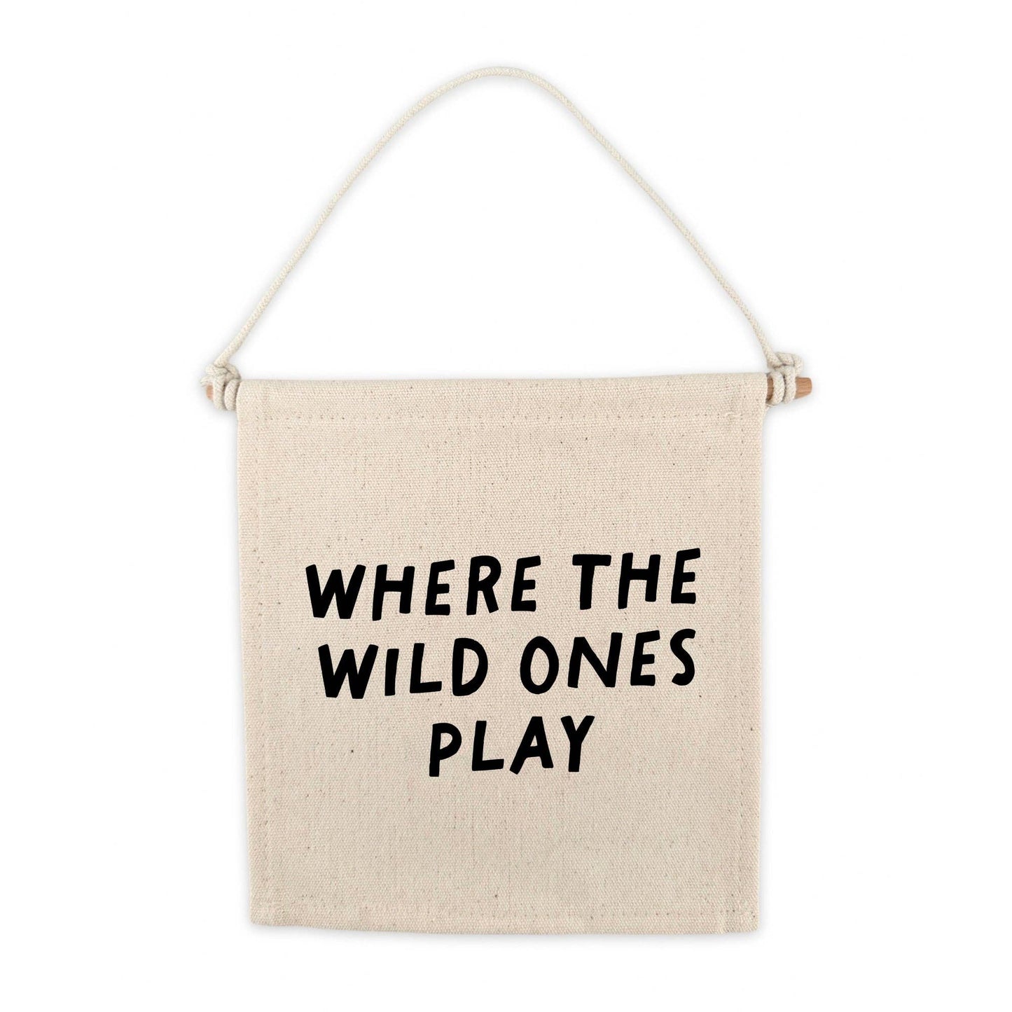 Where The Wild Ones Play Canvas Hang Sign - Kids Decor