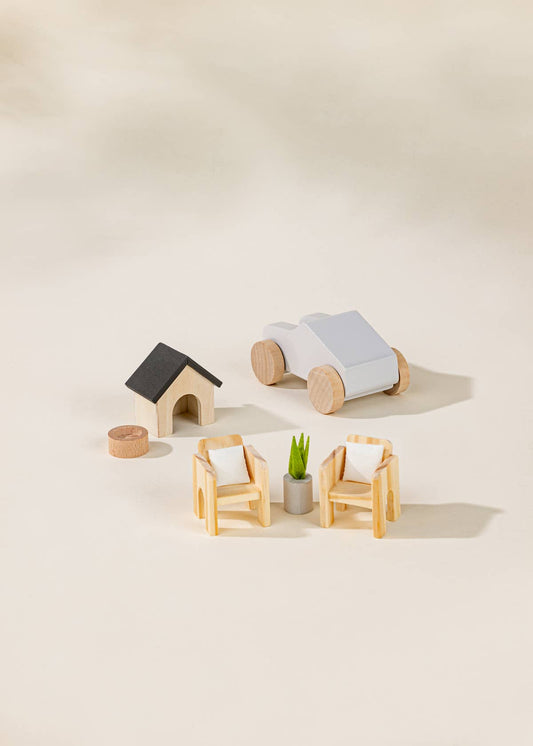 Wooden Doll House Outdoor Furniture & Accessories (8 pcs)
