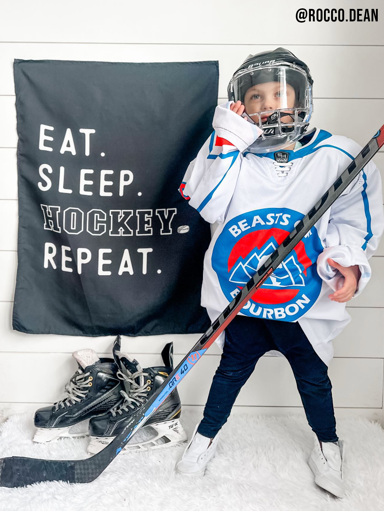 Eat Sleep Hockey Banner | Kids Sports Room Decor