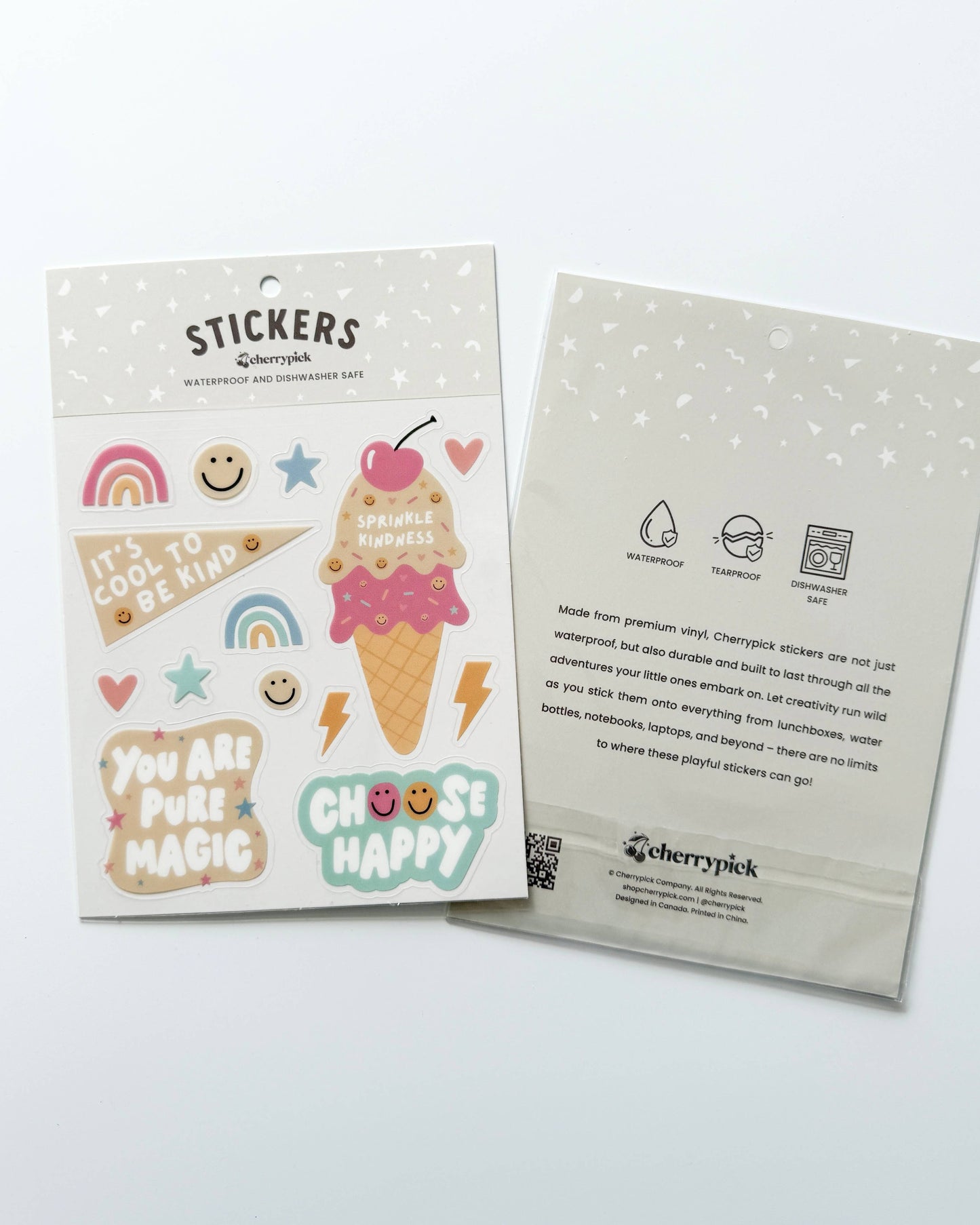 Kindness Waterproof Sticker Sheet (Pastel)