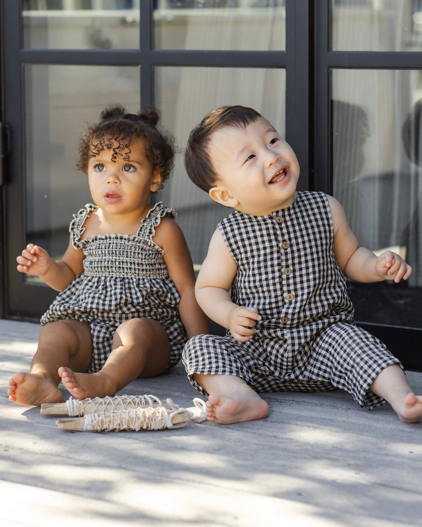 Button Jumpsuit Black Check