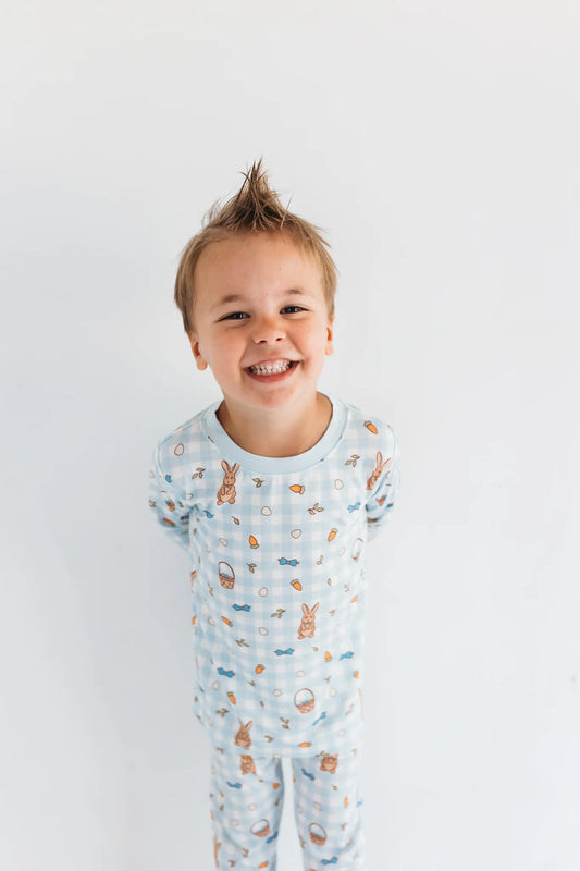 Blue Gingham Bunny Two Piece Set