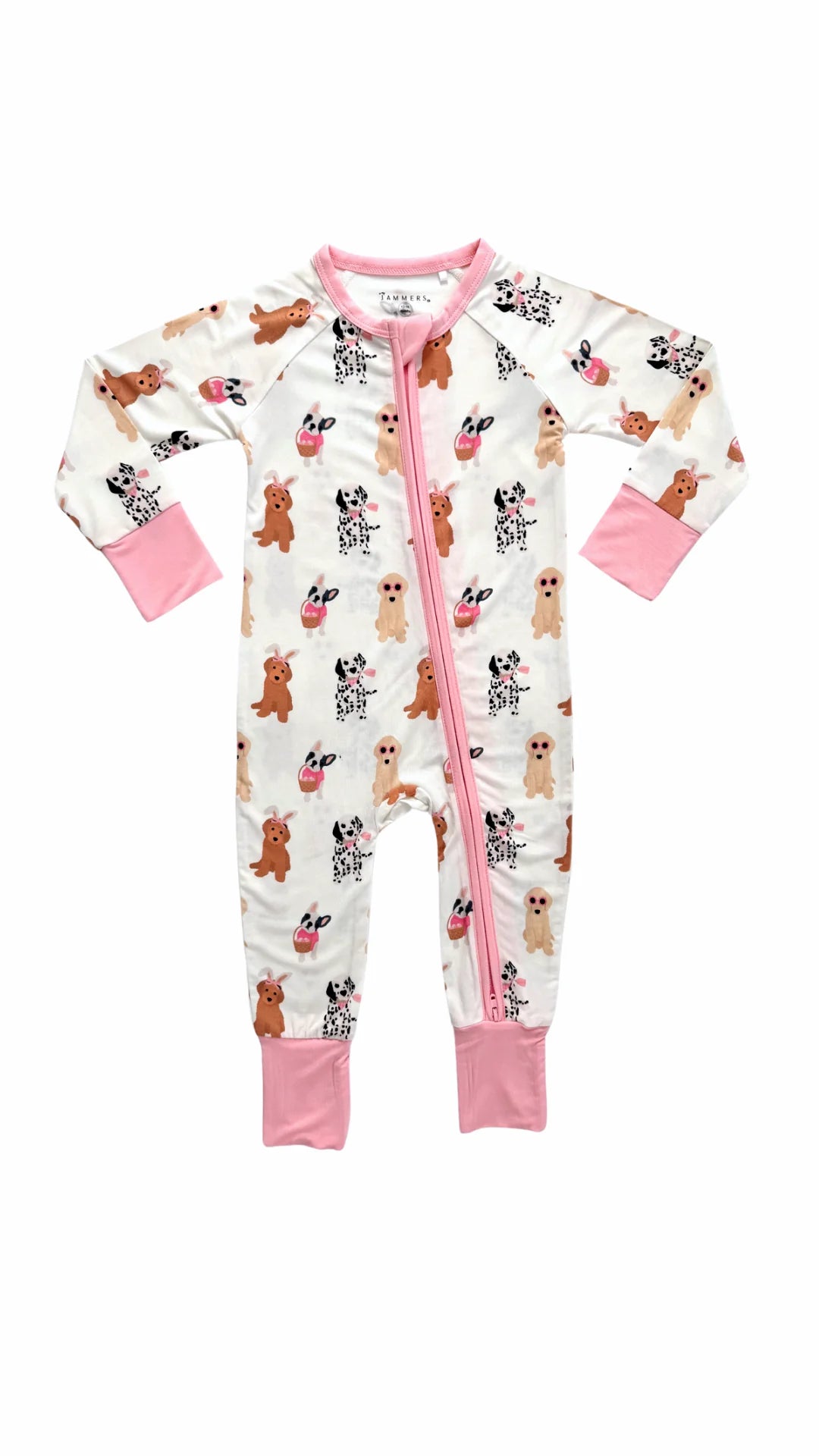 Pink Easter Pups Zipper Romper