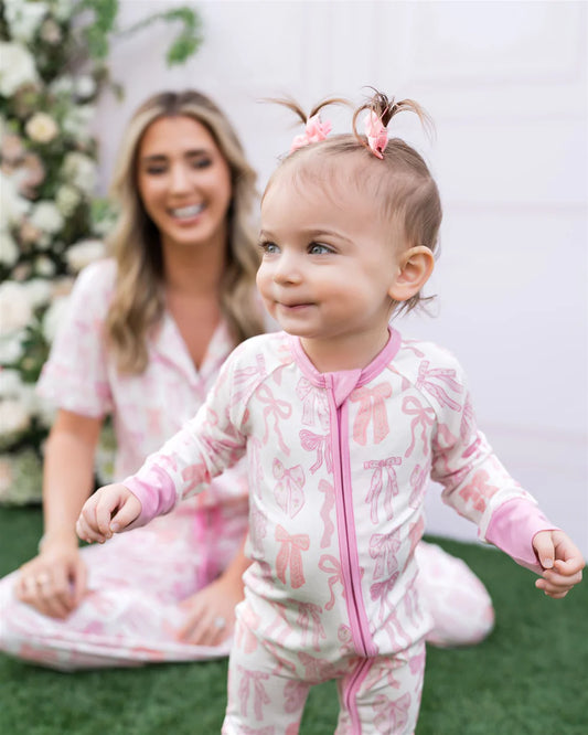 Spring Floral Bows Zipper Romper
