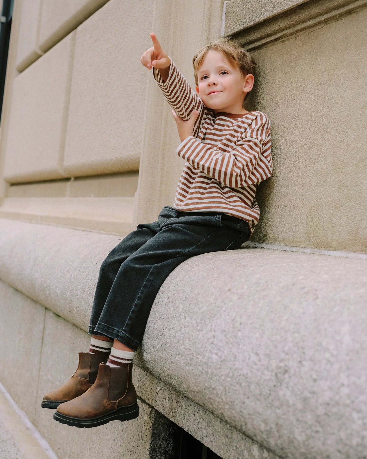 Camden Long Sleeve Tee || Brown Stripe
