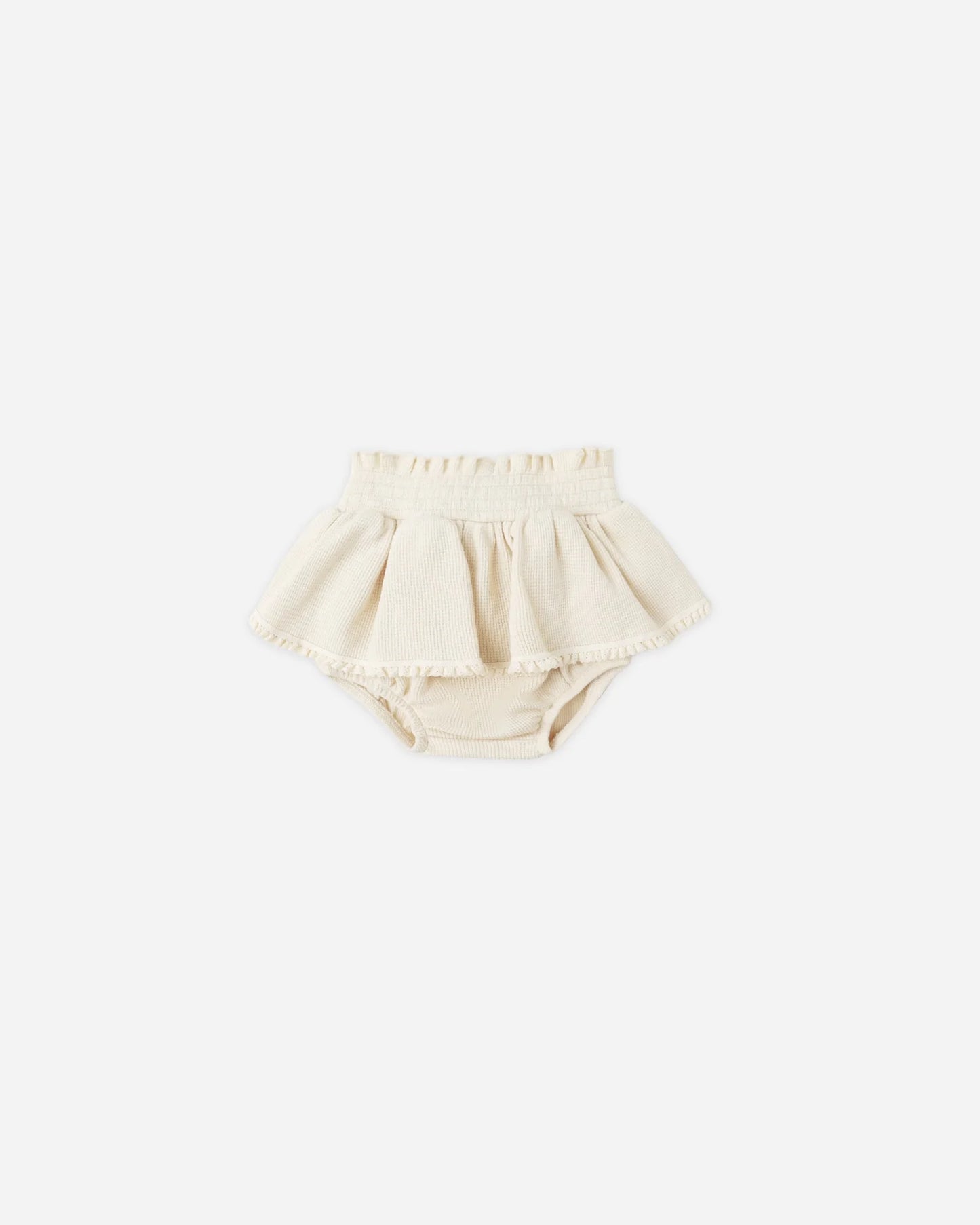 Waffle Long Sleeve Bodysuit  +Skirted Bloomer|| Natural