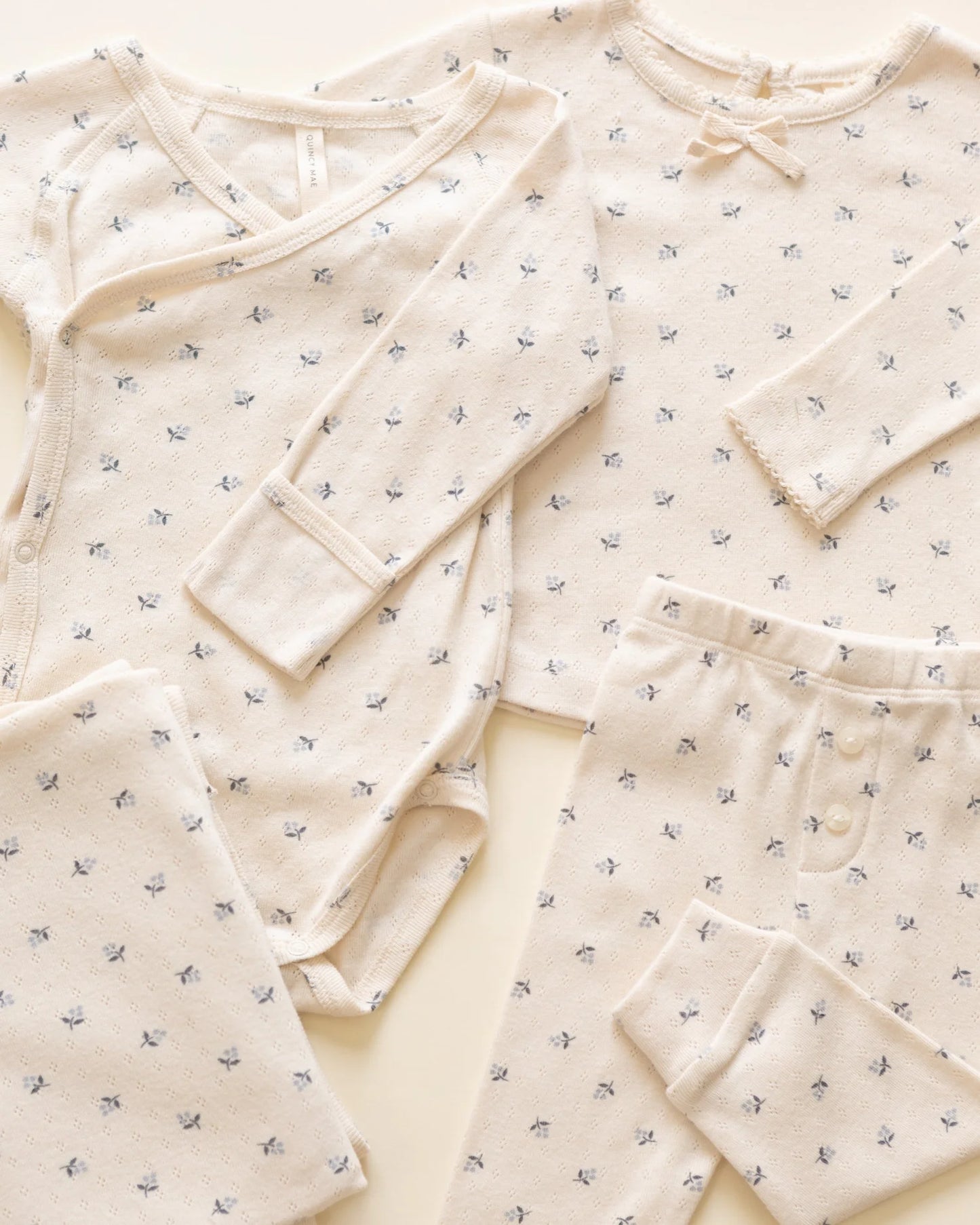 Pointelle Long Sleeve Tee + Legging || Blue Ditsy