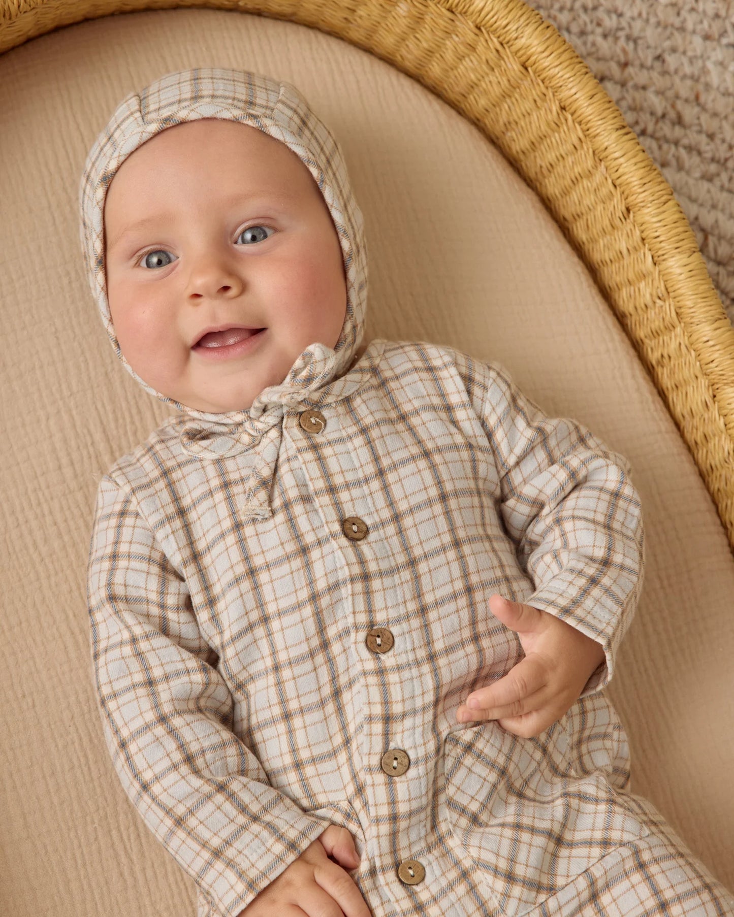 Pocketed Woven Jumpsuit || Blue Plaid