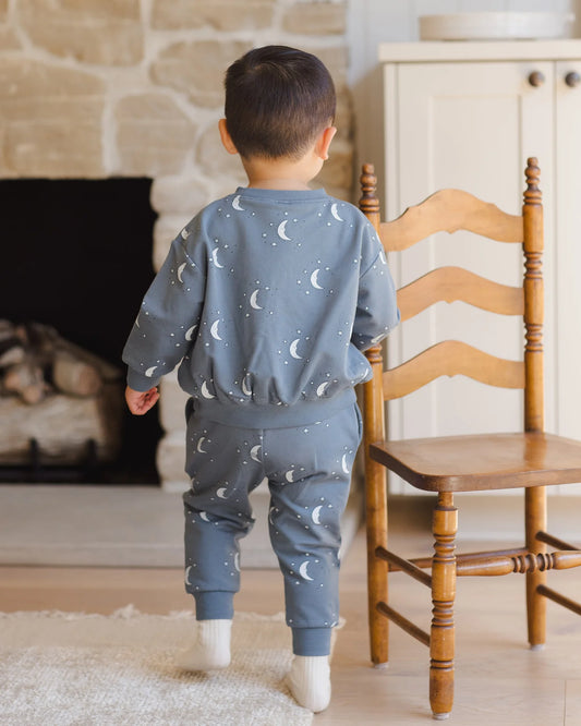 Relaxed Fleece Sweatshirt + Pant Set || Silver Moons