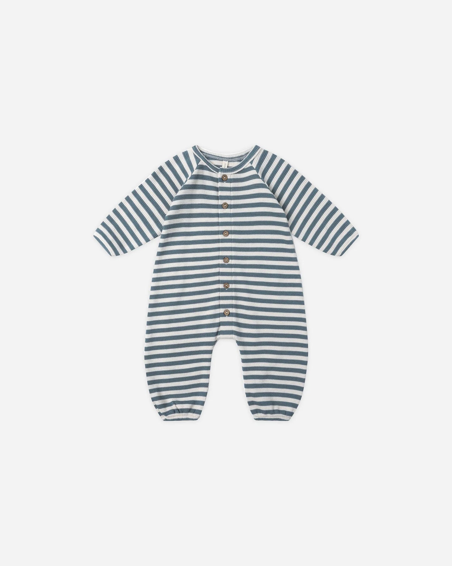 Waffle Long Sleeve Jumpsuit || Ocean Stripe