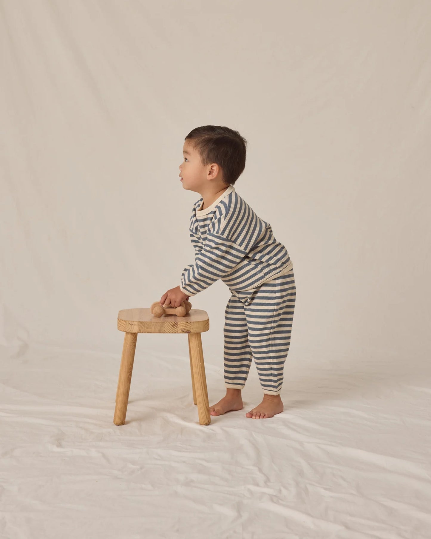 Waffle Slouch Set || Ocean Stripe