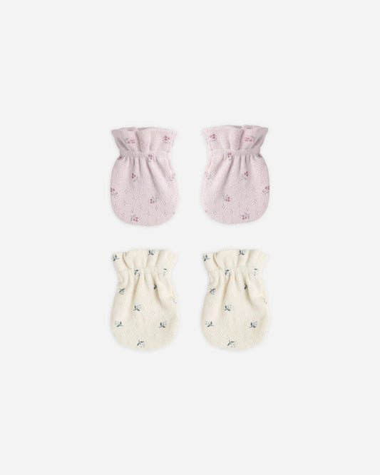 No Scratch Mittens, Set Of 2 || Blue Ditsy, Lilac Ditsy