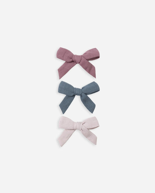 Bow W. Clip, Set Of 3 || Mulberry, Ocean, Lilac