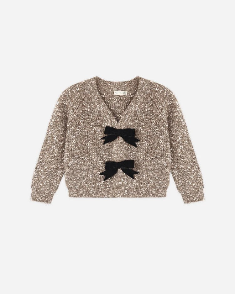Bow Cardigan | Heathered Stone