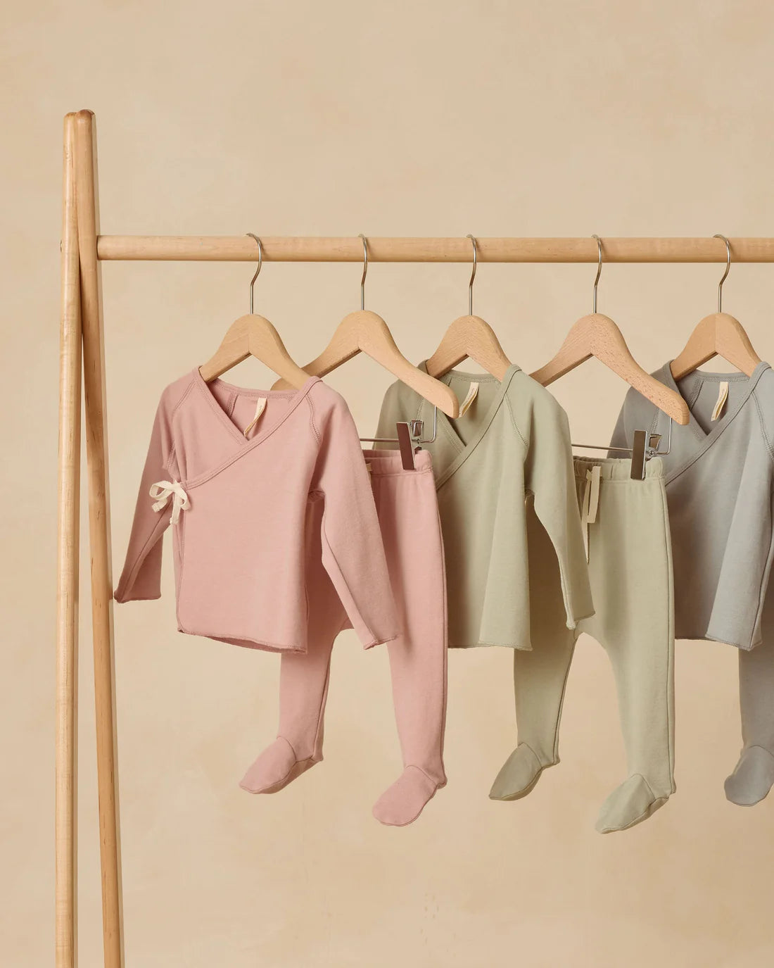 Wrap Top + Footed Pant Set || Rose