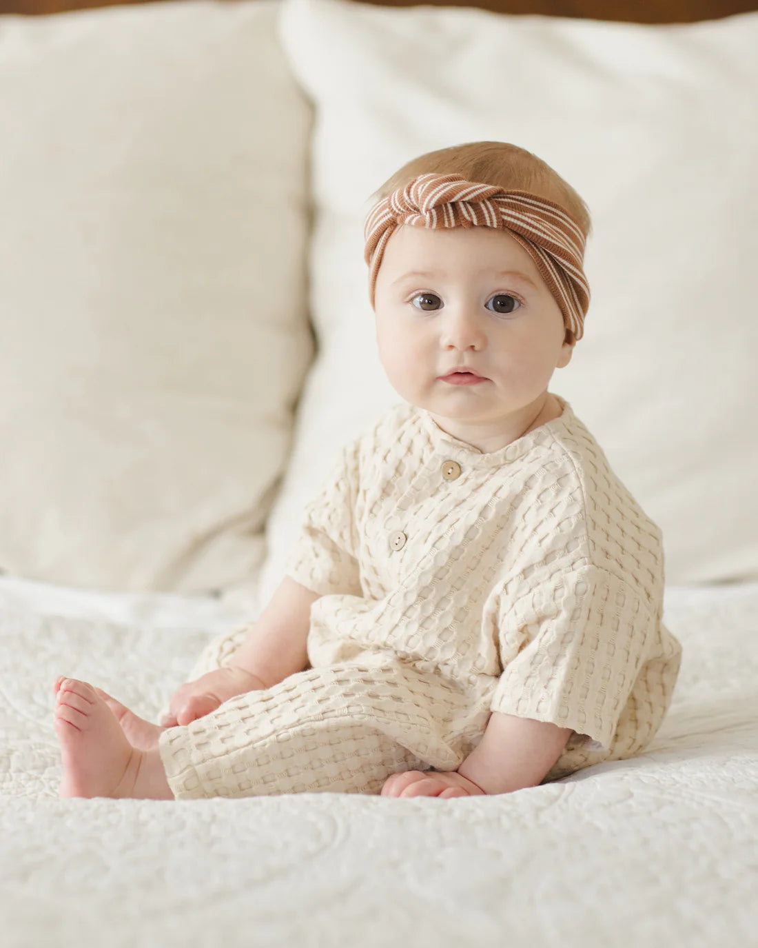 Ribbed Knotted Headband || Cedar Micro Stripe