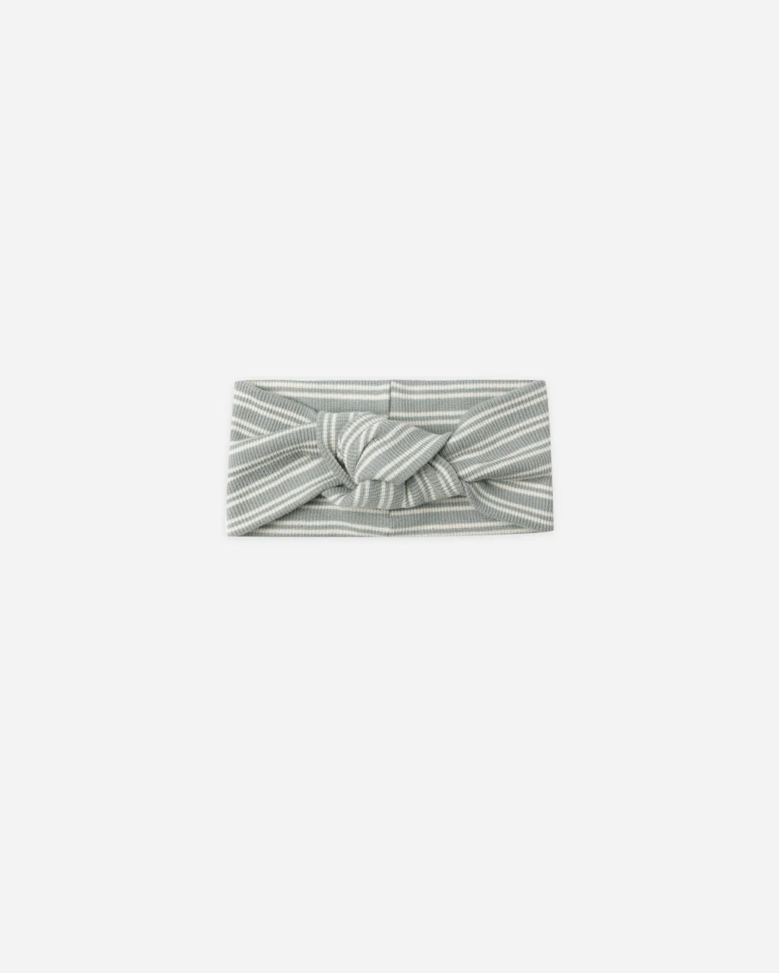 Ribbed Knotted Headband || Steel Blue Micro Stripe