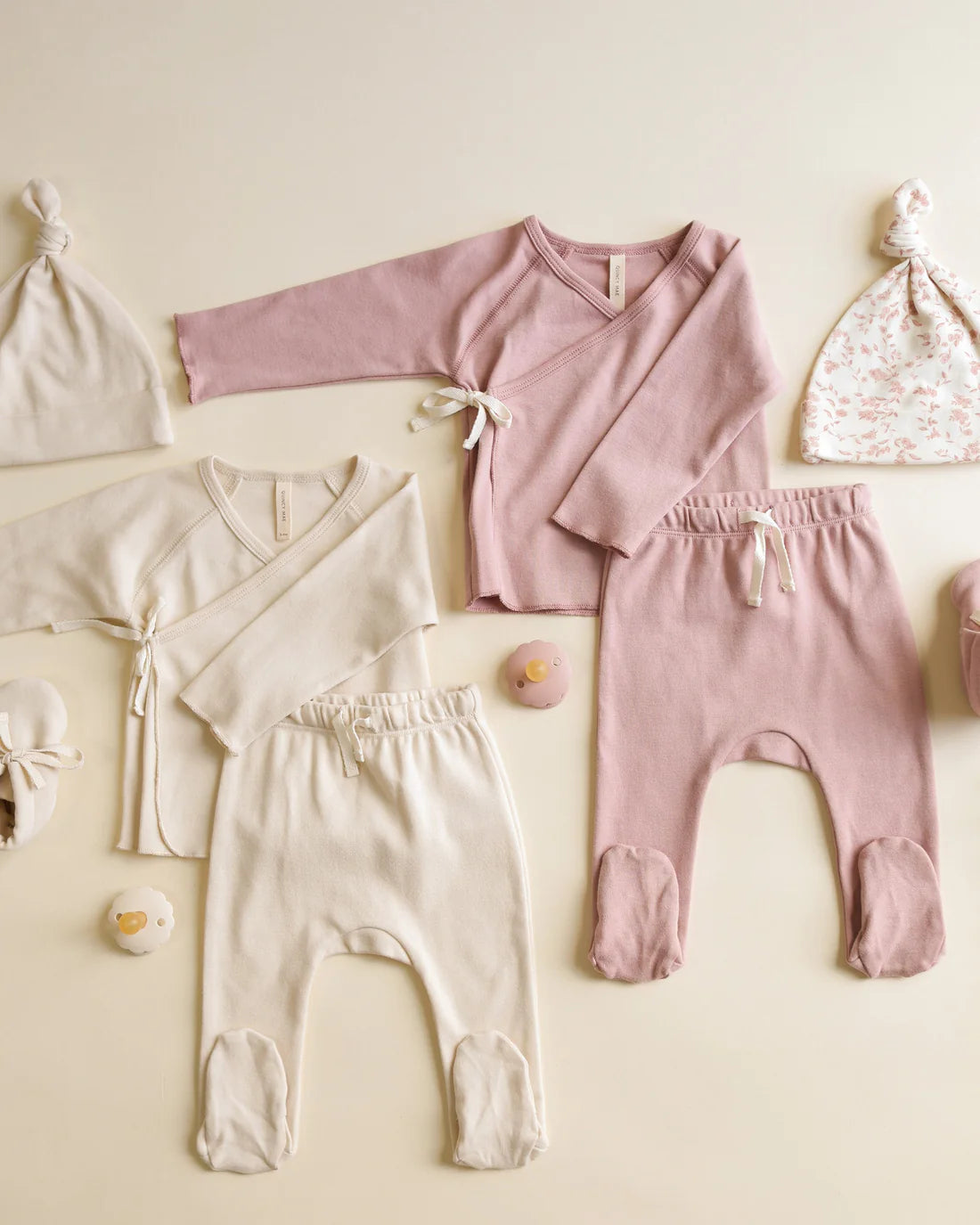 Wrap Top + Footed Pant Set || Natural