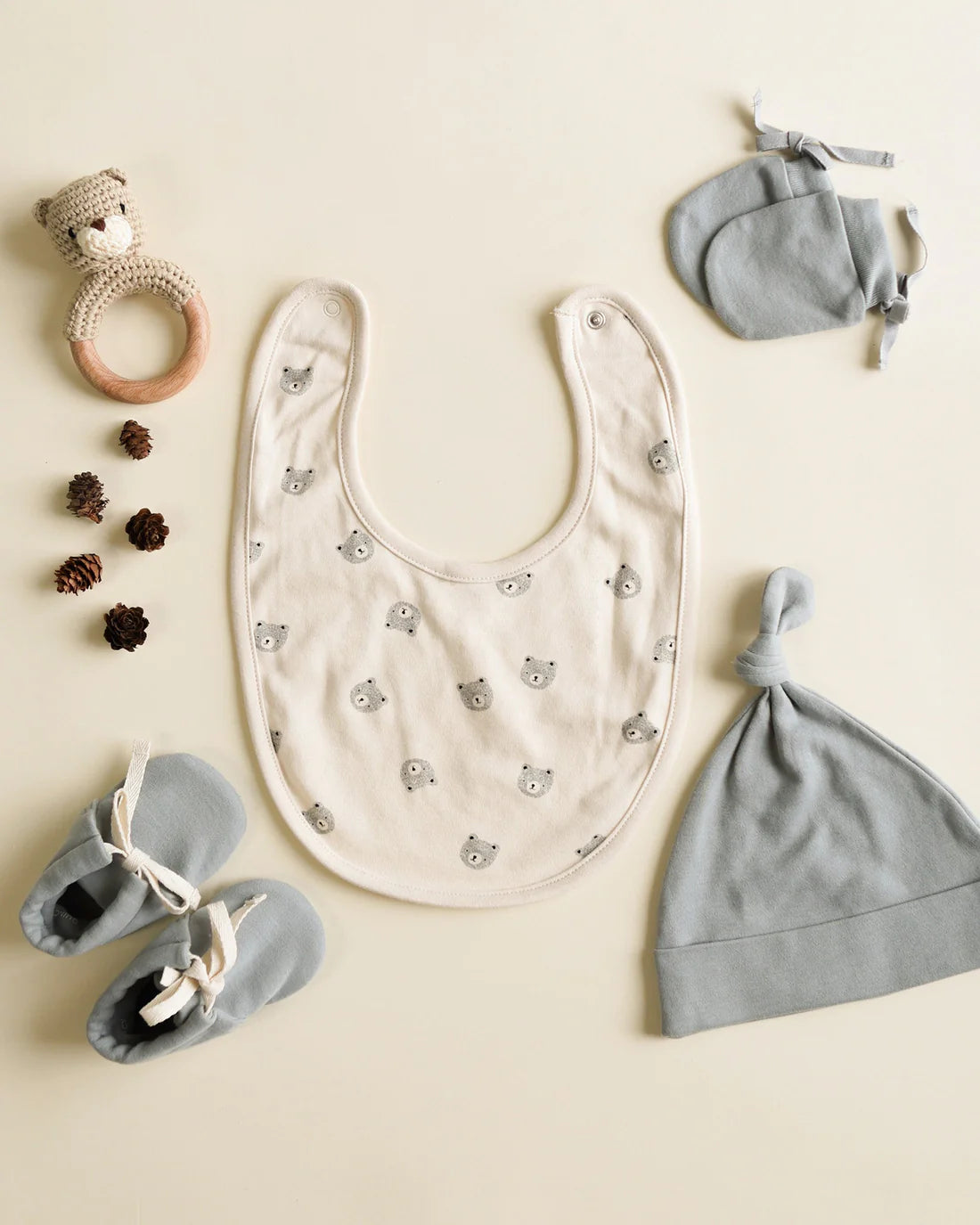 Jersey Snap Bib, 2 Pack || Bears, Steel Blue
