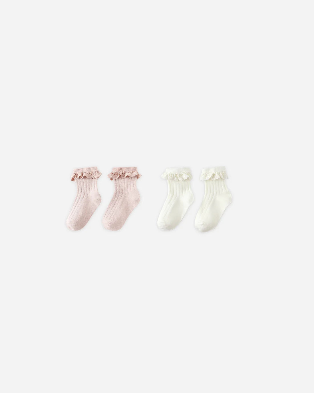 Lace Trim Socks, 2-pack | Blush, Ivory