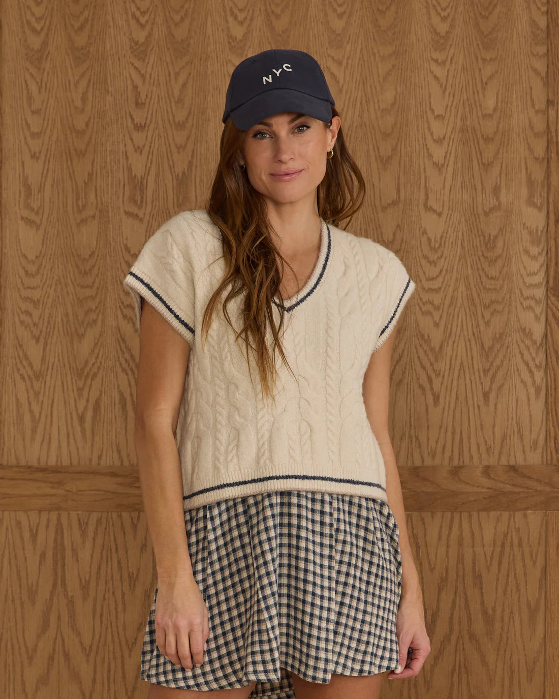 Pleated Mini Skirt || Navy Check