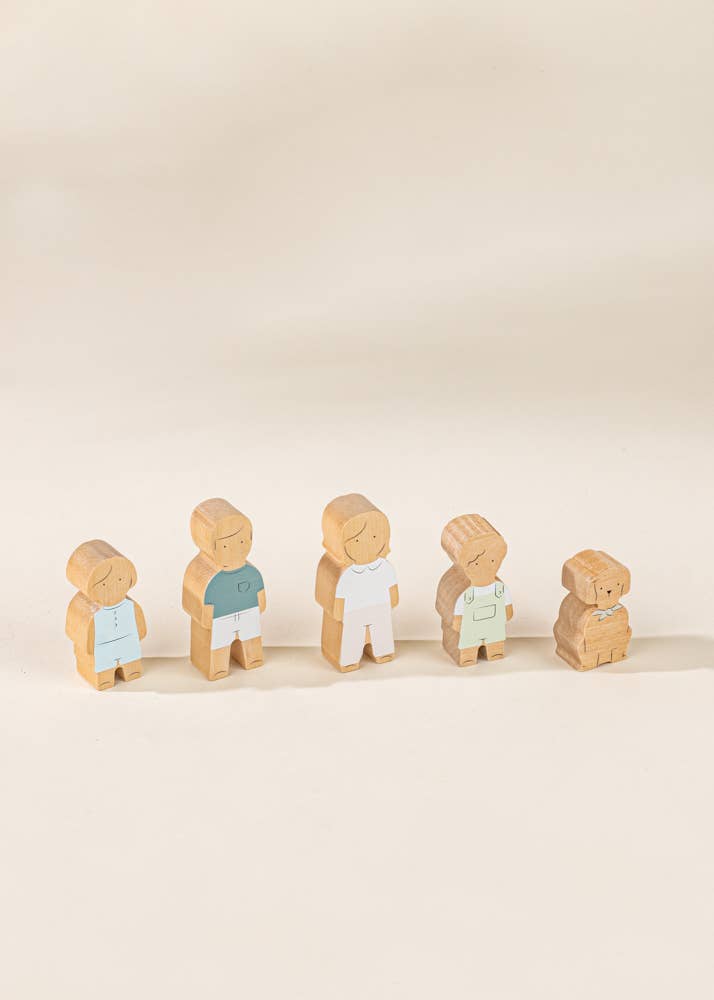 Set of 5 Family Wooden Dollhouse Characters