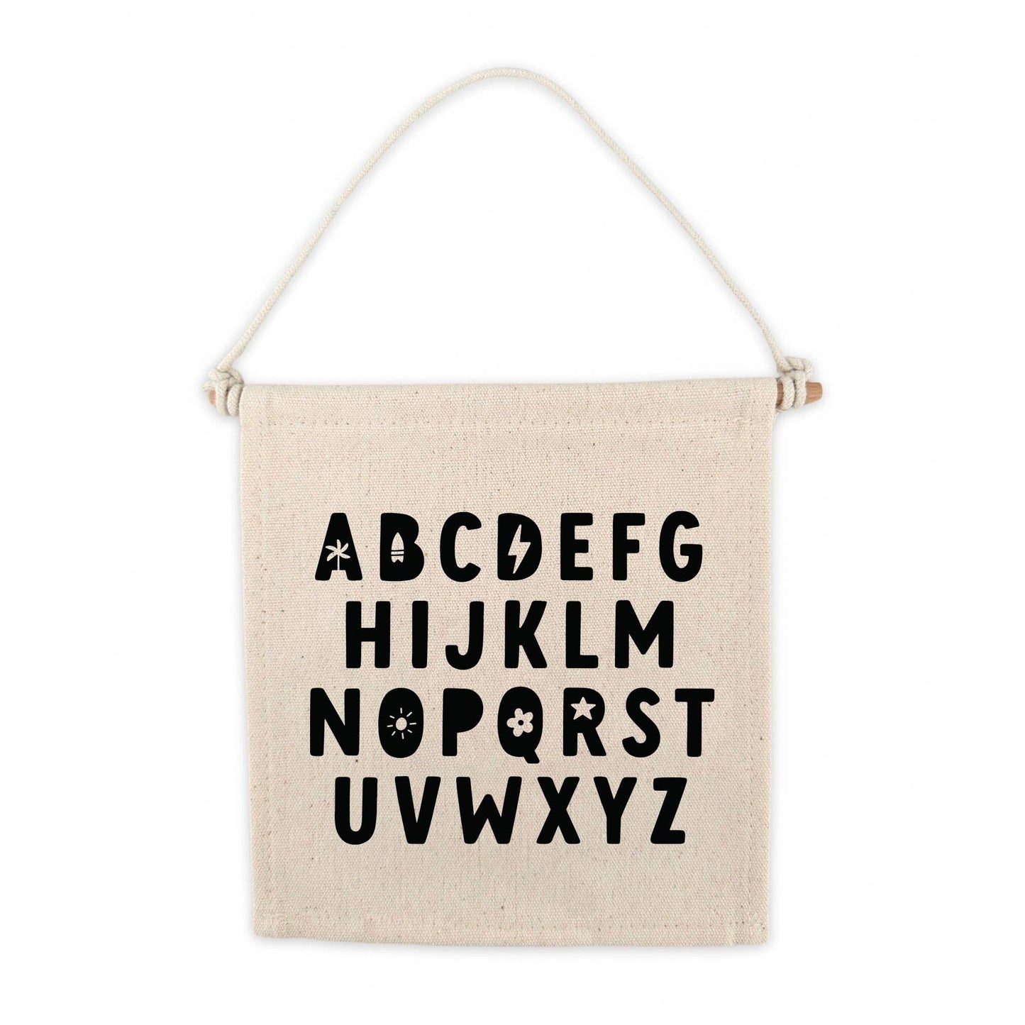 Alphabet (Black) Canvas Hang Sign - Kids Canvas Banner Decor