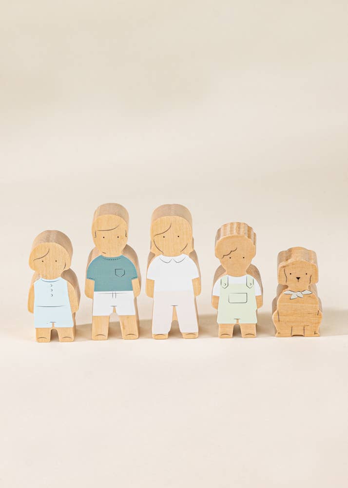 Set of 5 Family Wooden Dollhouse Characters