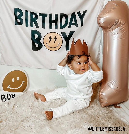 Birthday Boy Banner (Smiley) | Kids Birthday Wall Decor