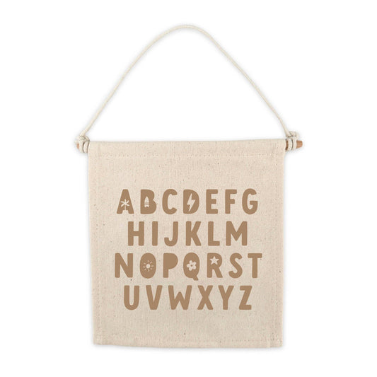 Alphabet (Brown) Canvas Hang Sign - Kids Canvas Banner Decor