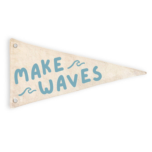 Make Waves Canvas Pennant Flag - Surf Coastal Decor