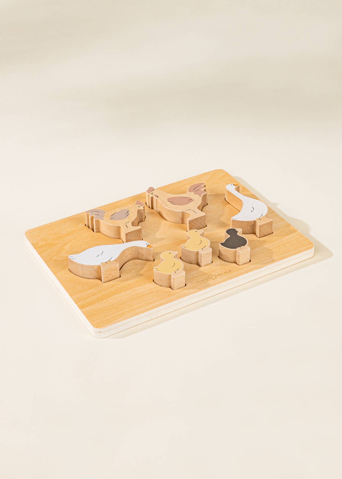 Set of 6 Barnyard Animals on Wooden Plate