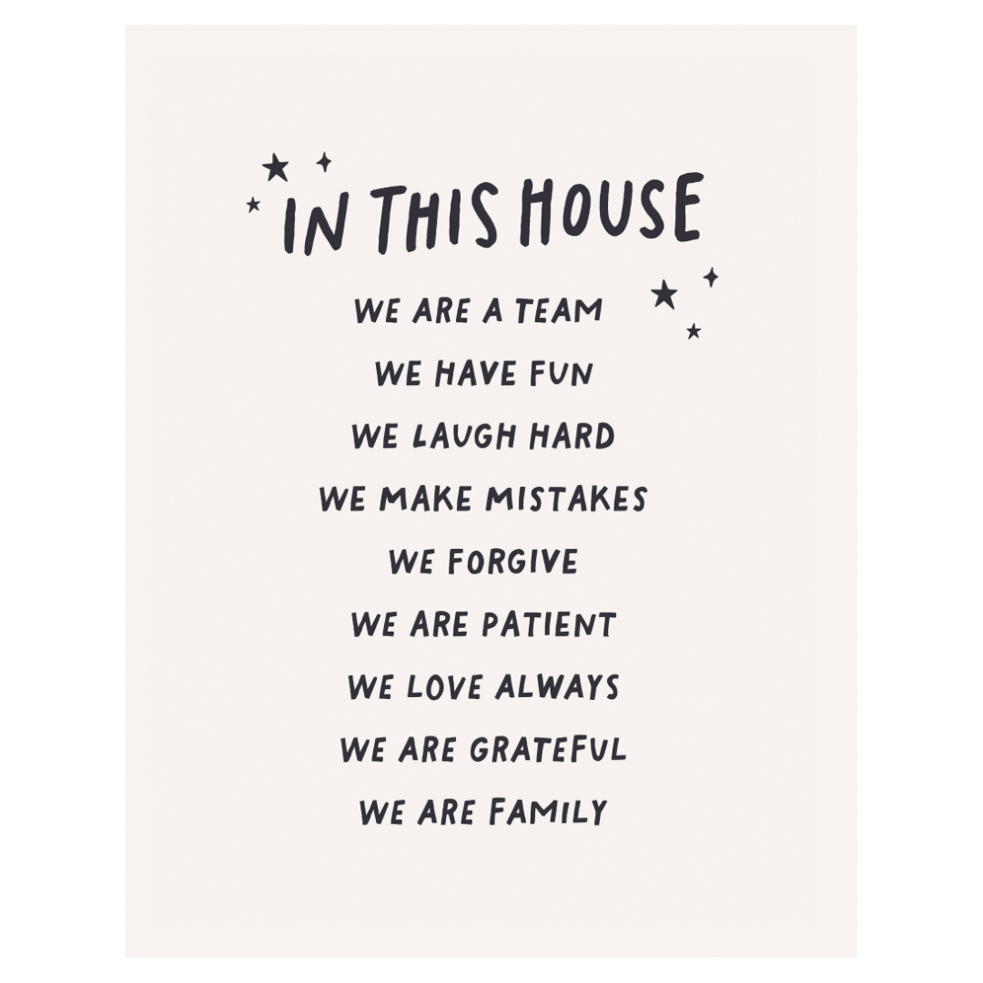 In This House (Black) Playroom Banner - Kids Wall Decor