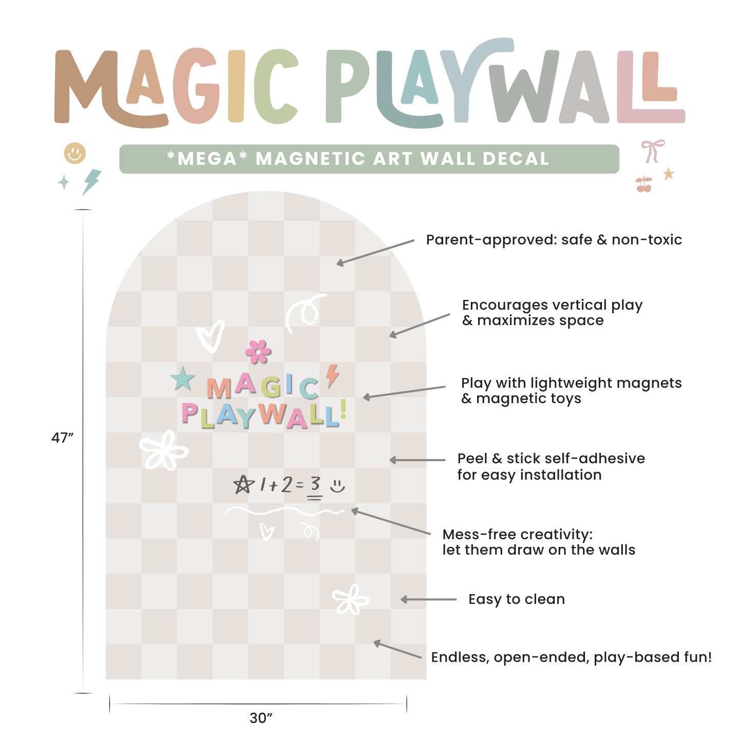 MEGA Magic Playwall - Arch Magnetic Wall Decal for Kids