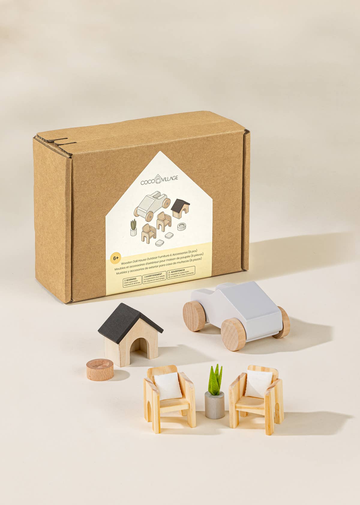 Wooden Doll House Outdoor Furniture & Accessories (8 pcs)