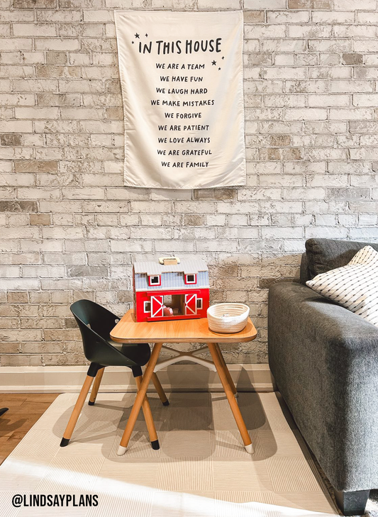 In This House (Black) Playroom Banner - Kids Wall Decor