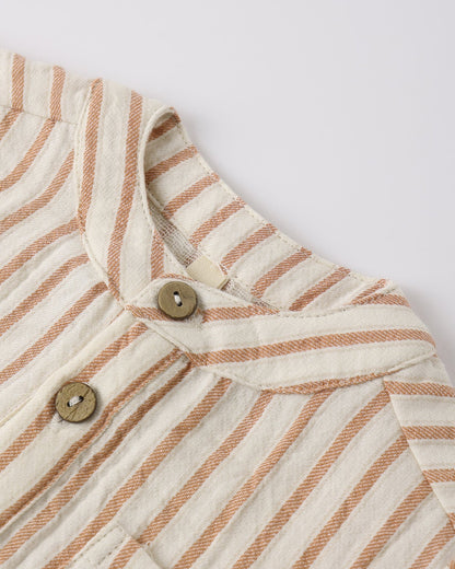 Jaxson Shirt Vintage Stripe + Woven Short Poppy Set