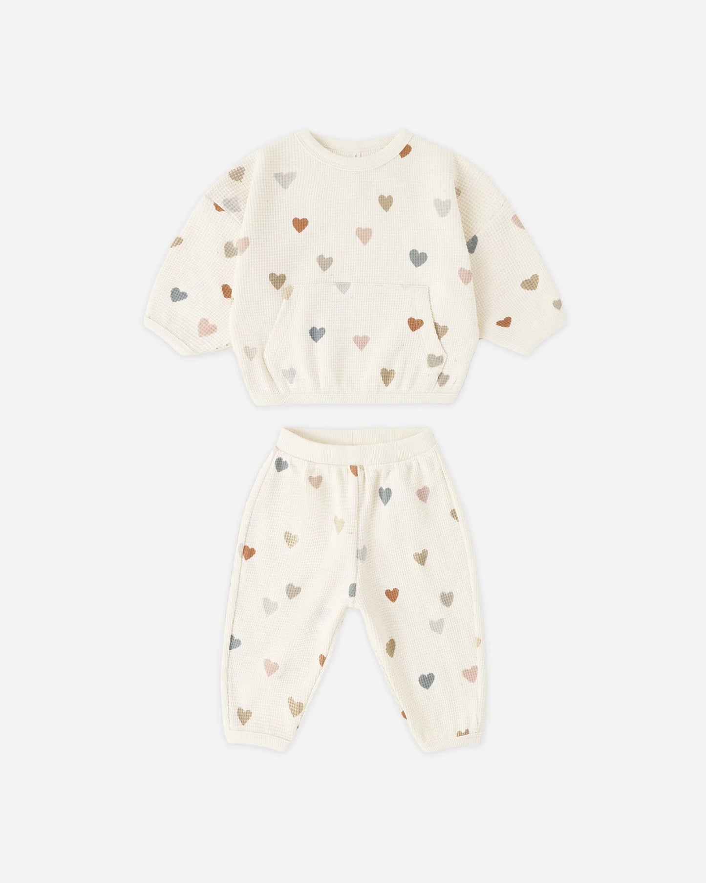Waffle Sweater Set Confetti Hearts