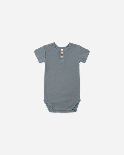 Ribbed Henley Bodysuit + Legging Set- Ocean