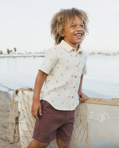 Collared Short Sleeve Shirt || Anchors