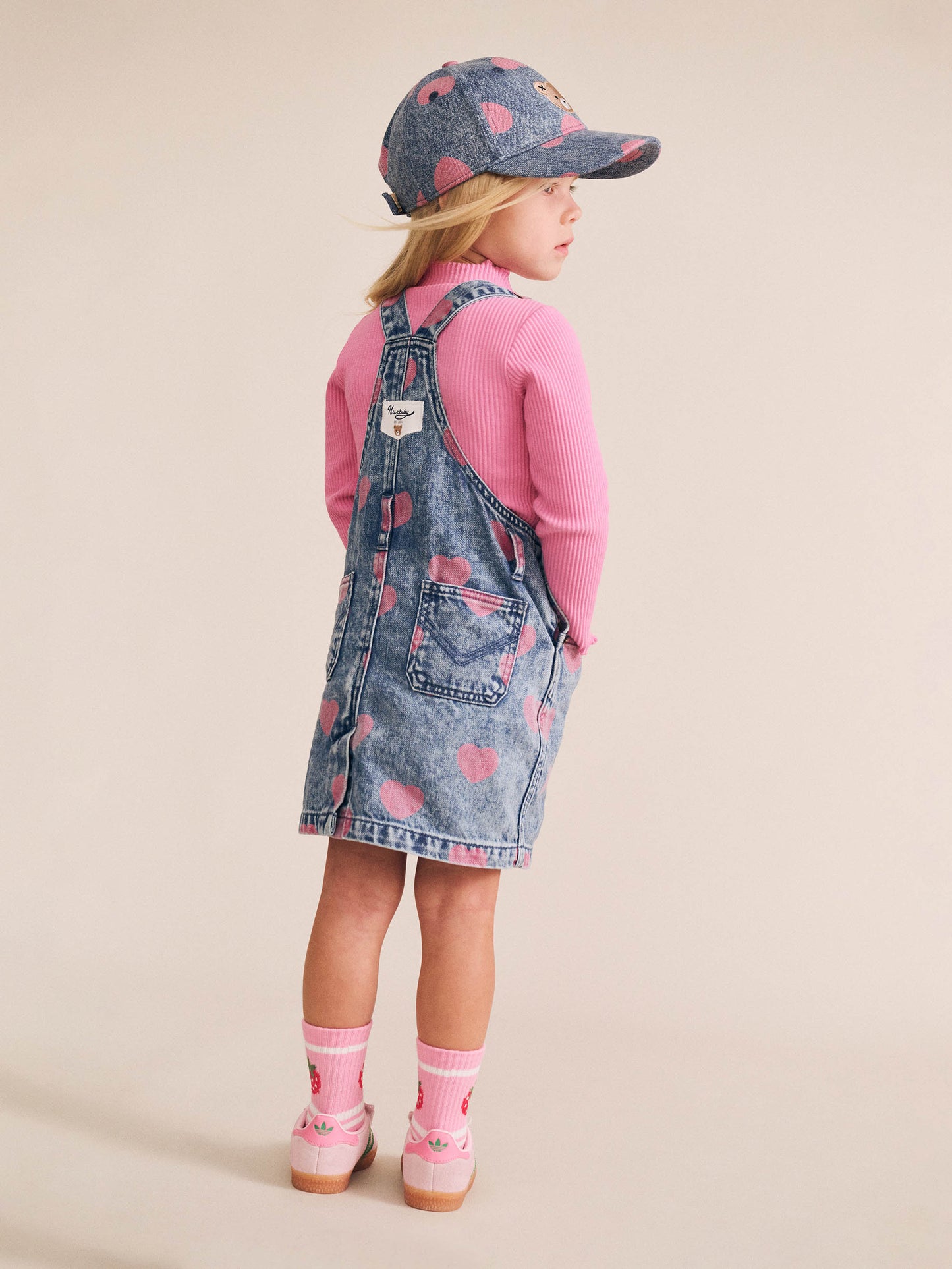 Dreamy Denim Hearts Pinafore + Strawberry Rib Tee