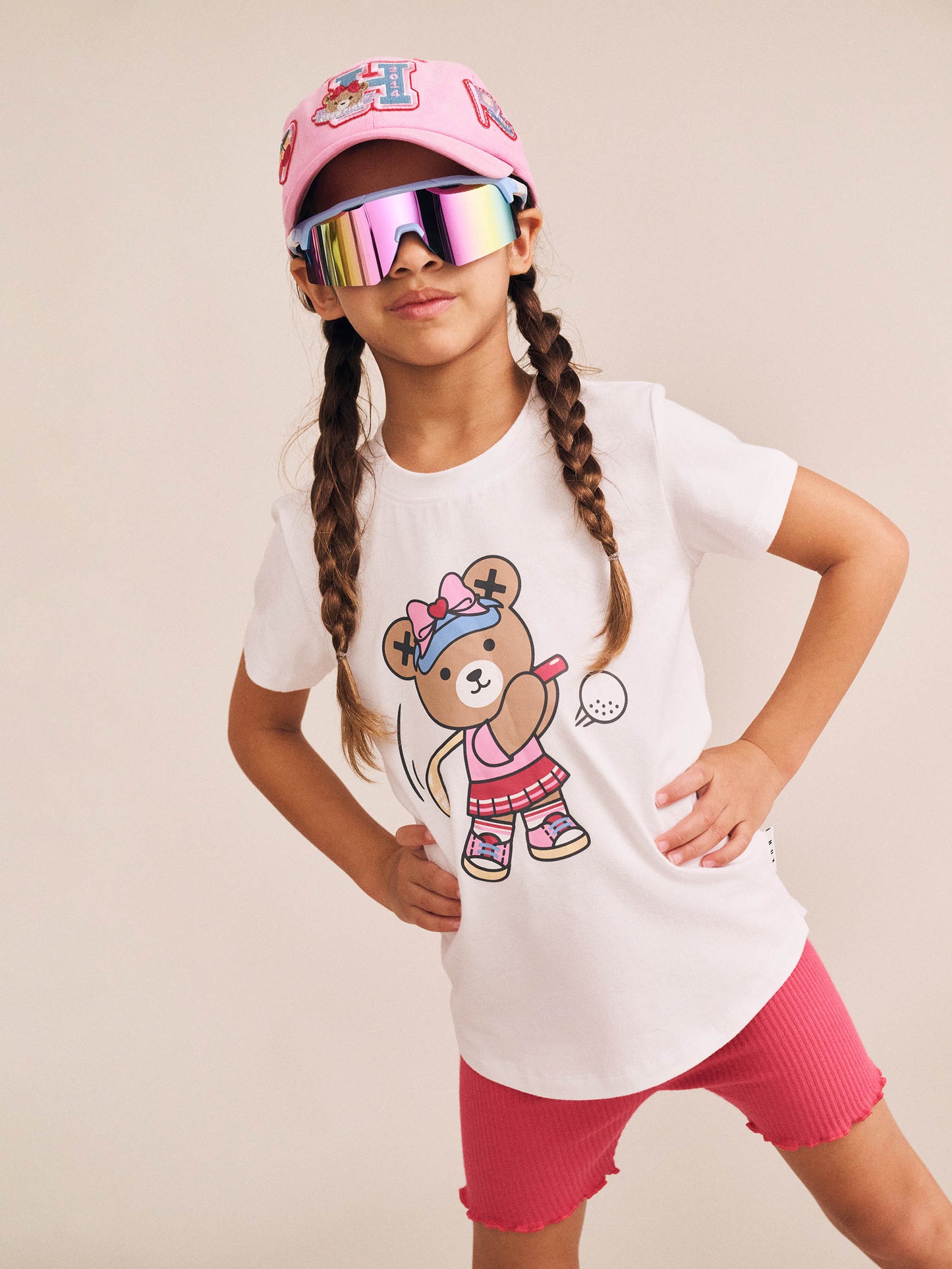 Golfer Huxette Tee + Strawberry Rib Bike Short Set