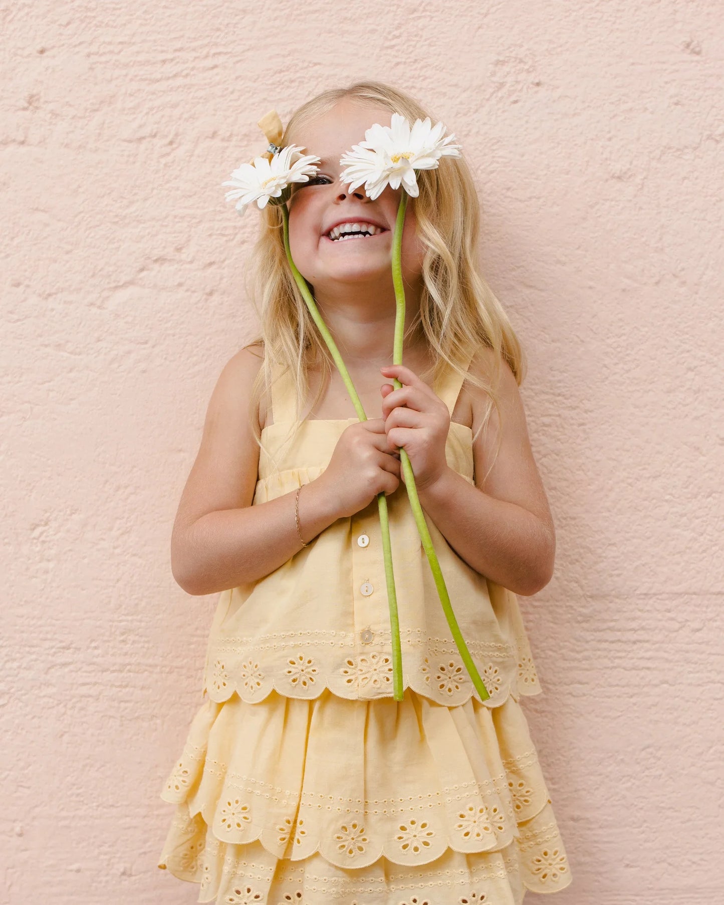 Swing Top Lemon + Rose Mini Skirt Set- Lemon